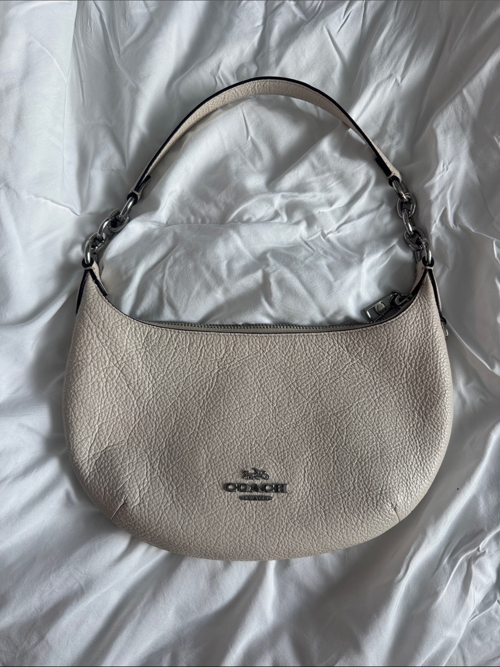 Coach Pebbled Leather Shoulder Bag in Ivory